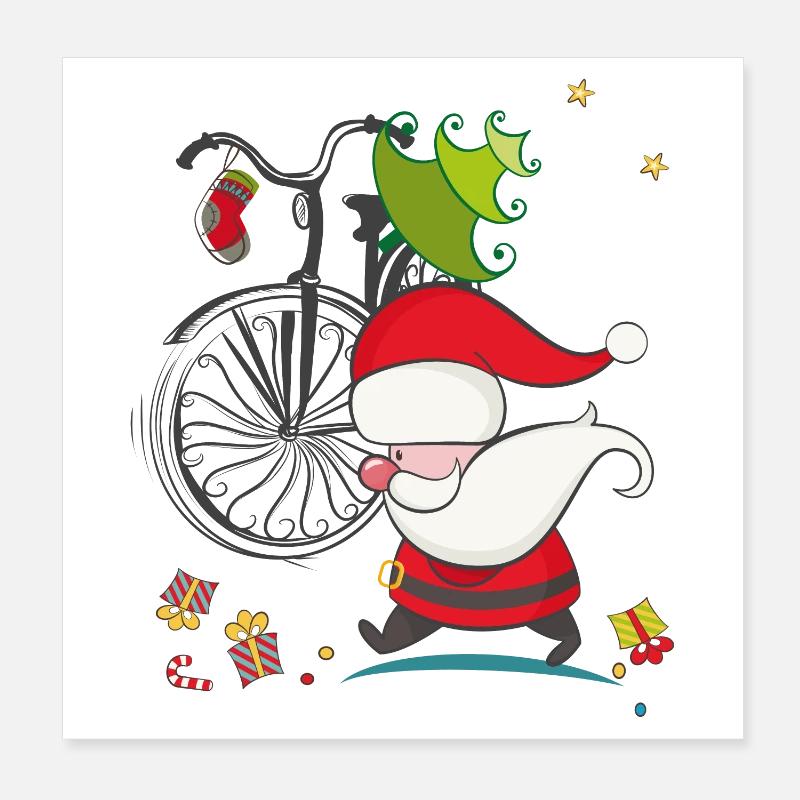Le Père Noël sous pression - Poster 20 x 20 cm - blanc