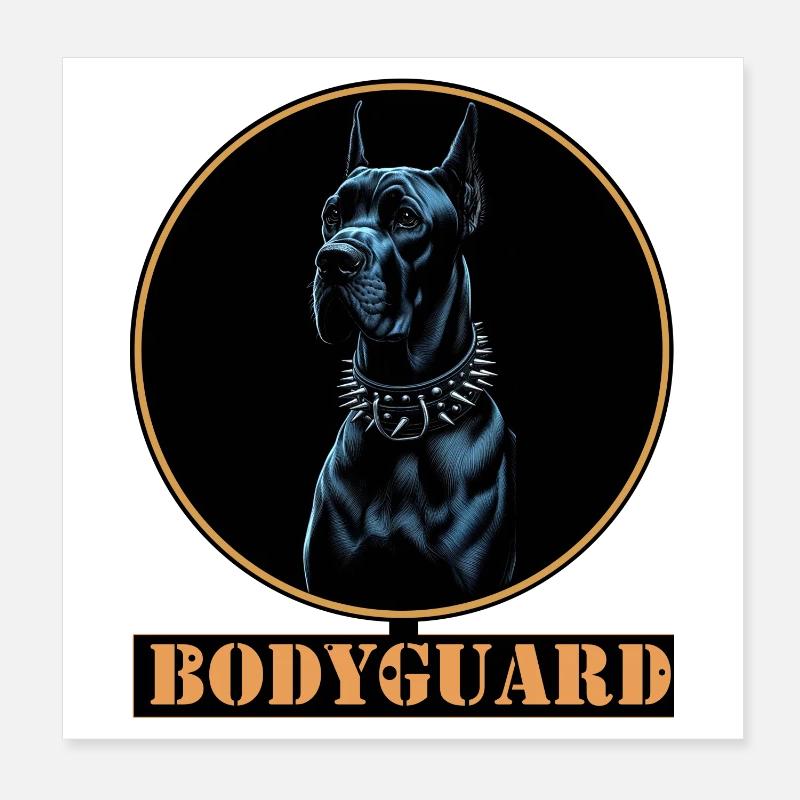 Great Dane with spiked chain Poster 8" x 8" (20x20 cm)