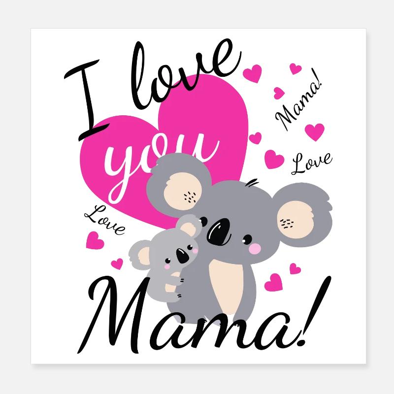 Doux koala amour pour maman Poster 20 x 20 cm