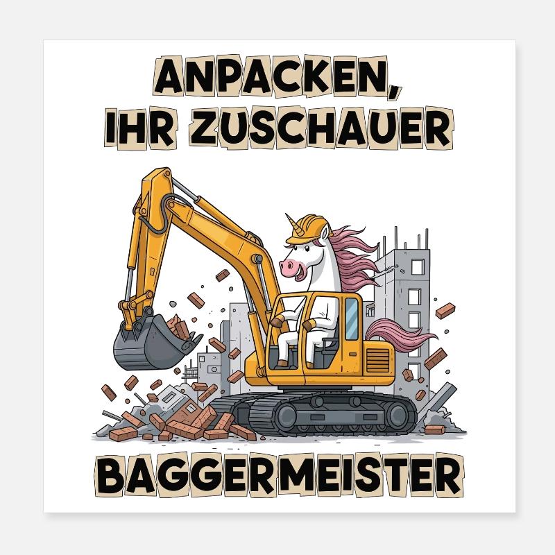 Unicorn Excavator Master Poster 8" x 8" (20x20 cm)