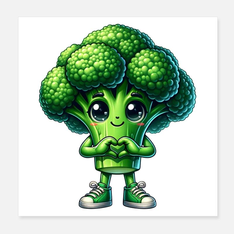Broccoli Heart Hands Poster 8" x 8" (20x20 cm)