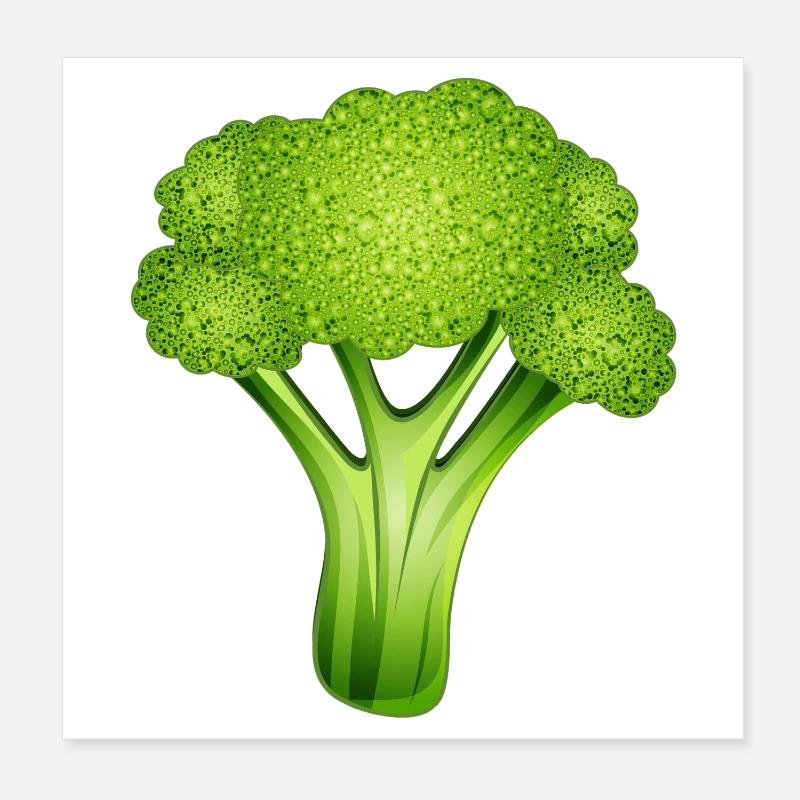 Brocoli vert vif dans un style bande dessinée élégant Poster 20 x 20 cm