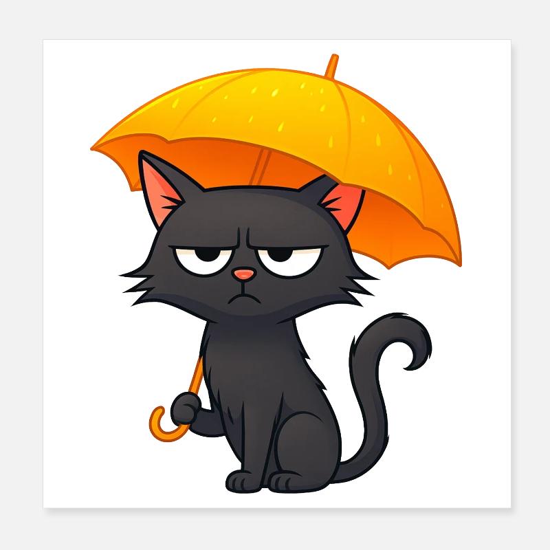 Humorvolle Grumpy Regentage Desaster mit Katze Poster 20 x 20 cm