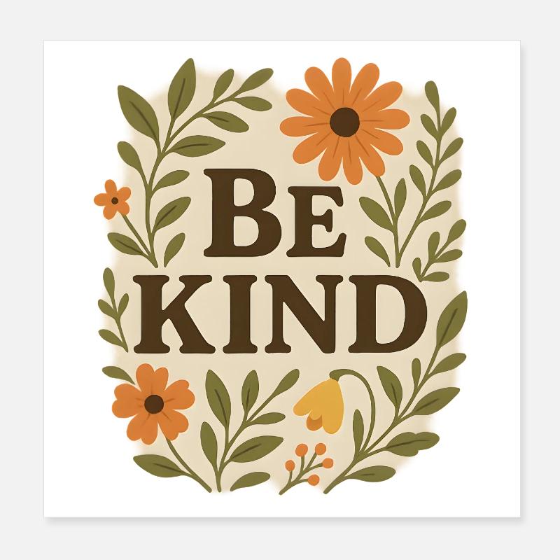 Fleur gentille Message Soyez gentil Poster 20 x 20 cm