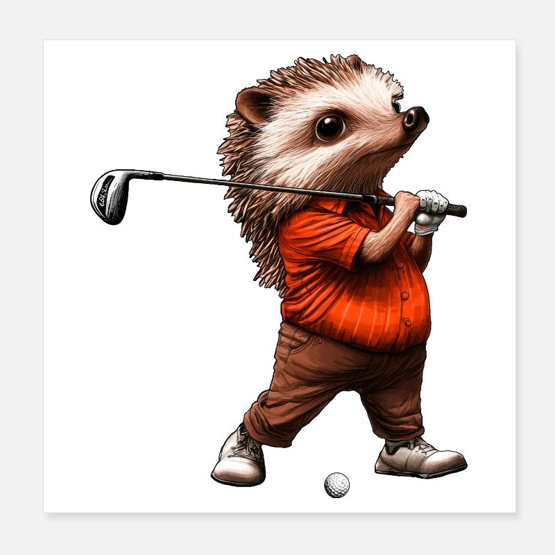 Hérisson de golf Poster 20 x 20 cm
