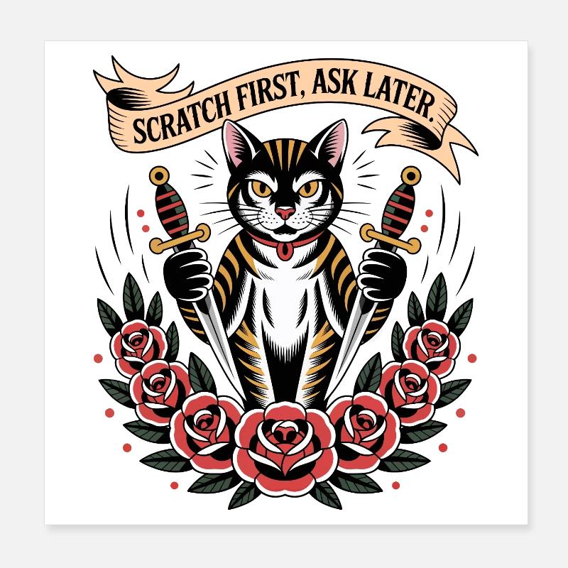 Scratch First Cat Poster 8" x 8" (20x20 cm)