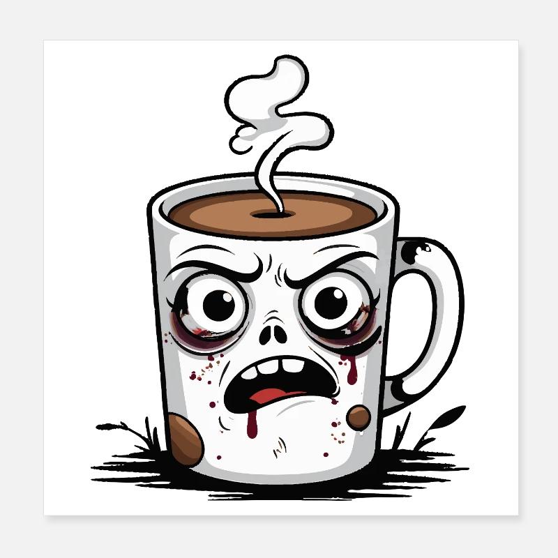 Zombie-Kaffeetasse Poster 20x20 cm