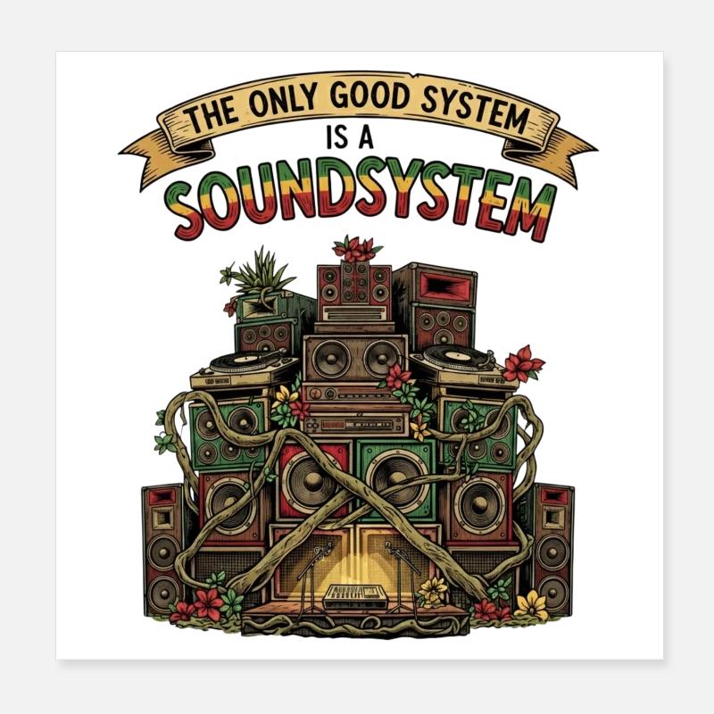 Système de sonorisation Collage Dub Reggae Poster 20 x 20 cm