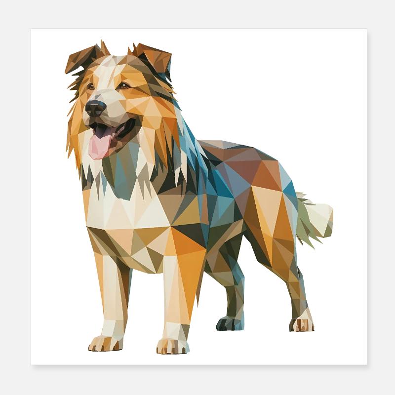 Australian Shepherd - Cool Low Poly  Logo Poster 8" x 8" (20x20 cm)