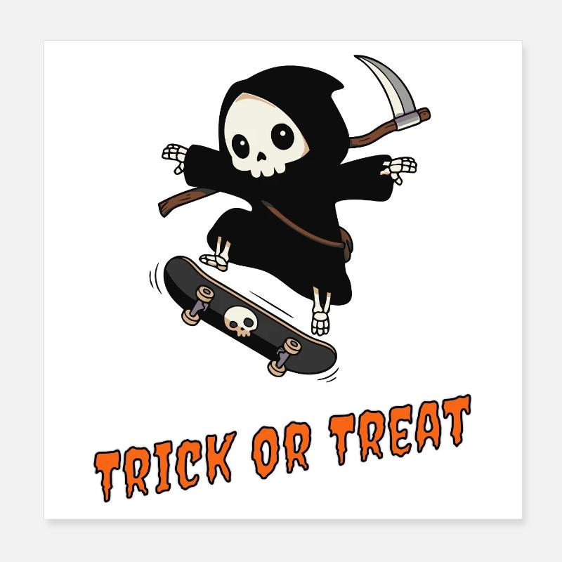Süßes oder Saures – Skater Reaper Poster 20x20 cm