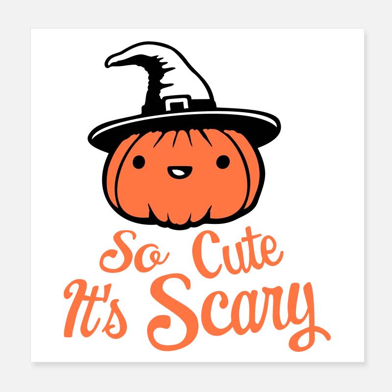 Citrouille Joyeux Chapeau de Sorcière Halloween Tellement Mignon Effrayant Poster 20 x 20 cm