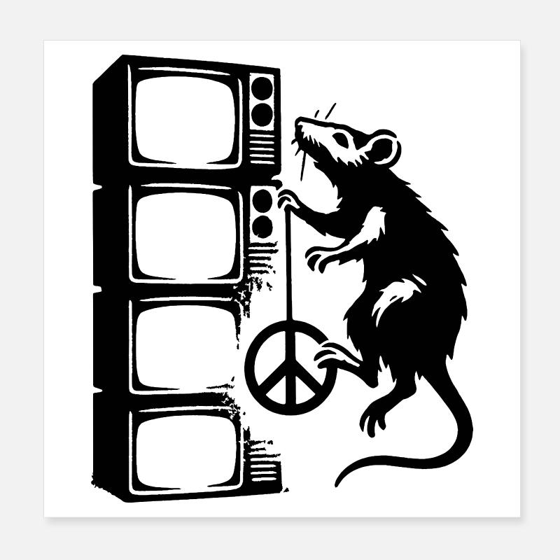 Rat avec écran Poster 20 x 20 cm