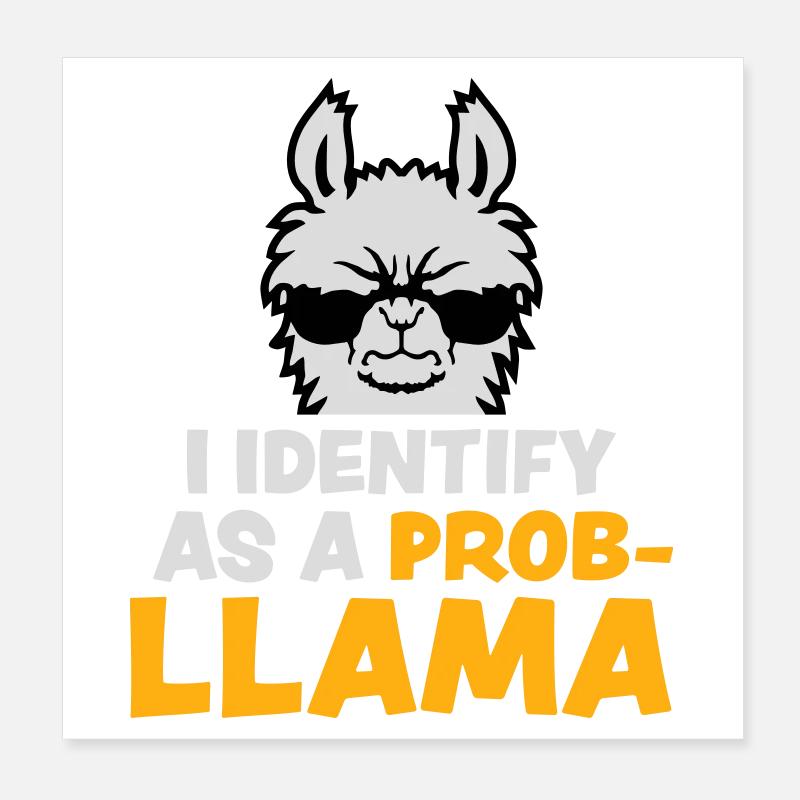 I Identify As A Probllama Cool Lama Problem Spruch Poster 8" x 8" (20x20 cm)