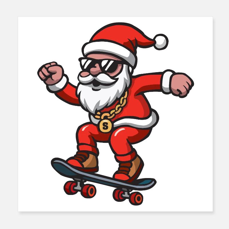 Santa Skating Poster 20x20 cm