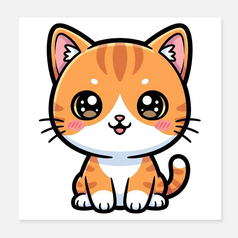 Chat Tigré Orange Poster 20 x 20 cm