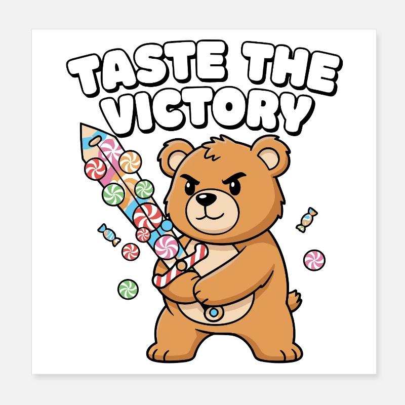 Cuddly Bear Fireworks Victory Poster 8" x 8" (20x20 cm)