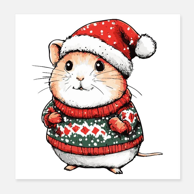 Noël de Noël pour hamster Poster 20 x 20 cm