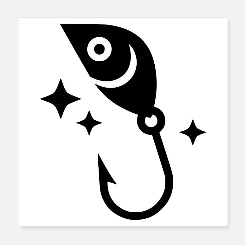 Fishing Lure Spoon Hook Luck Vector Poster 8" x 8" (20x20 cm)