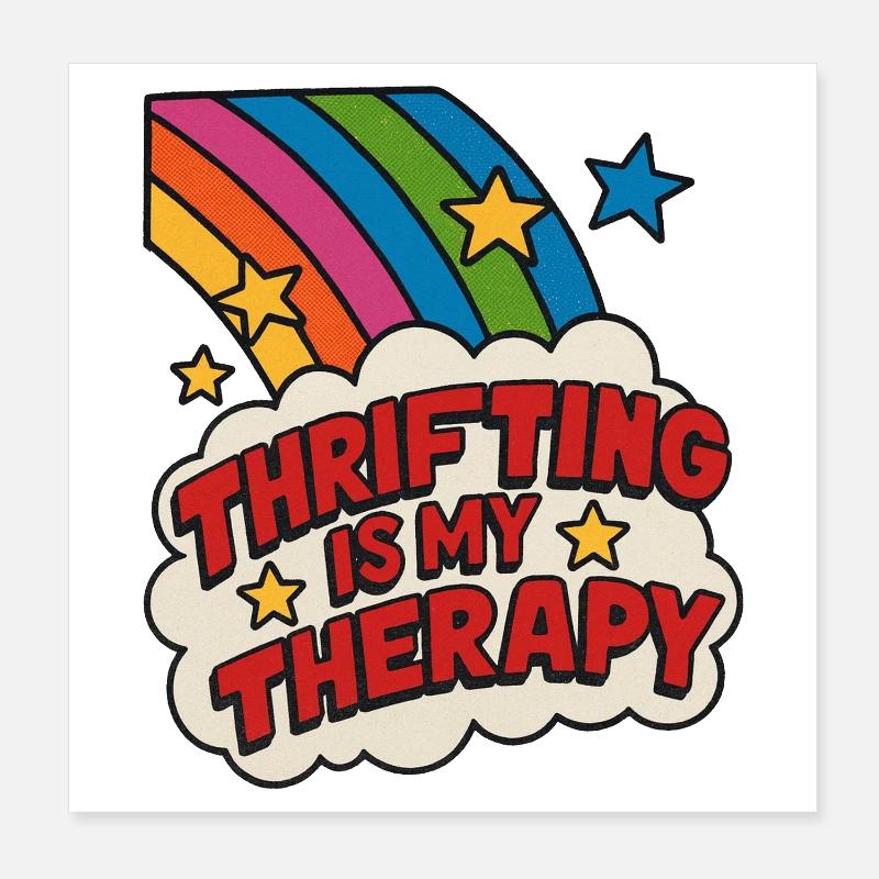 Thrifting Therapy Rainbow Patch Poster 8" x 8" (20x20 cm)