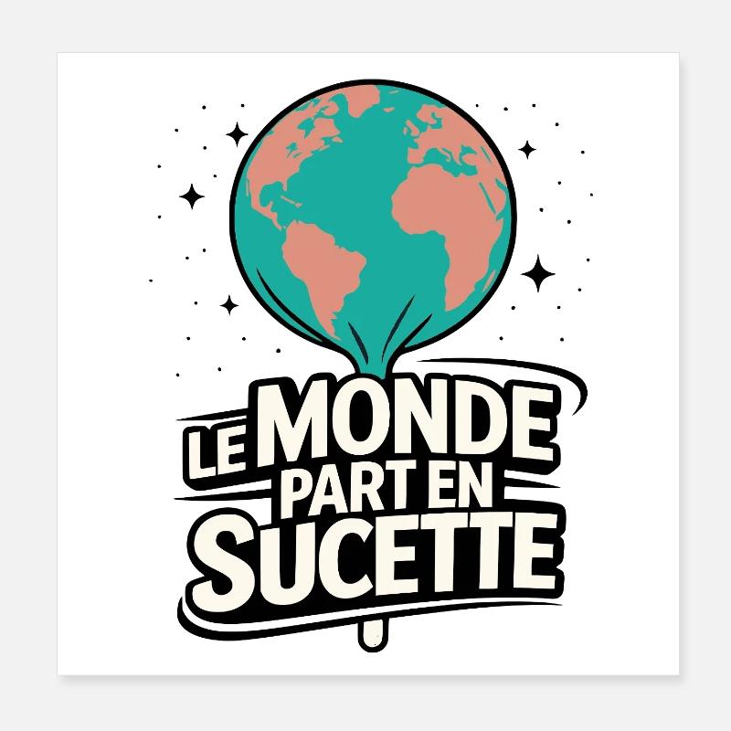 Die Welt geht zum Lollipop Globe Pop Poster 20x20 cm