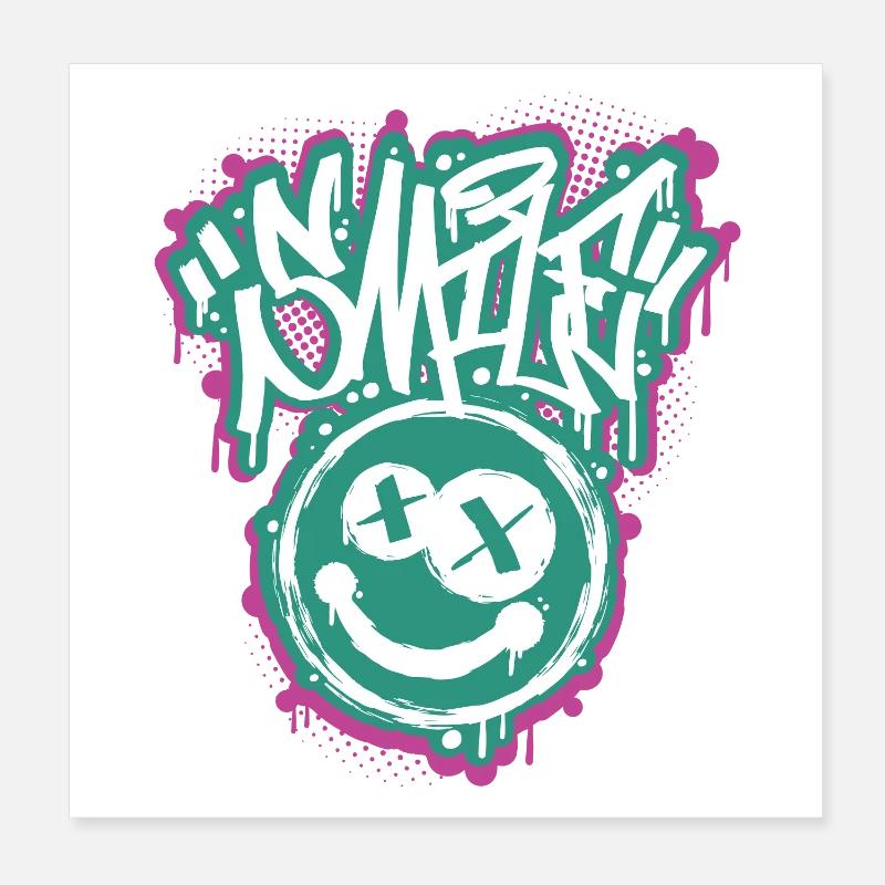 Lettres Smile Face Graphitti Poster 20 x 20 cm