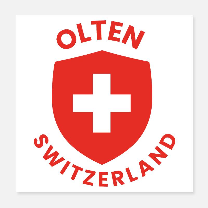 Bouclier suisse avec croix blanche Poster 20 x 20 cm