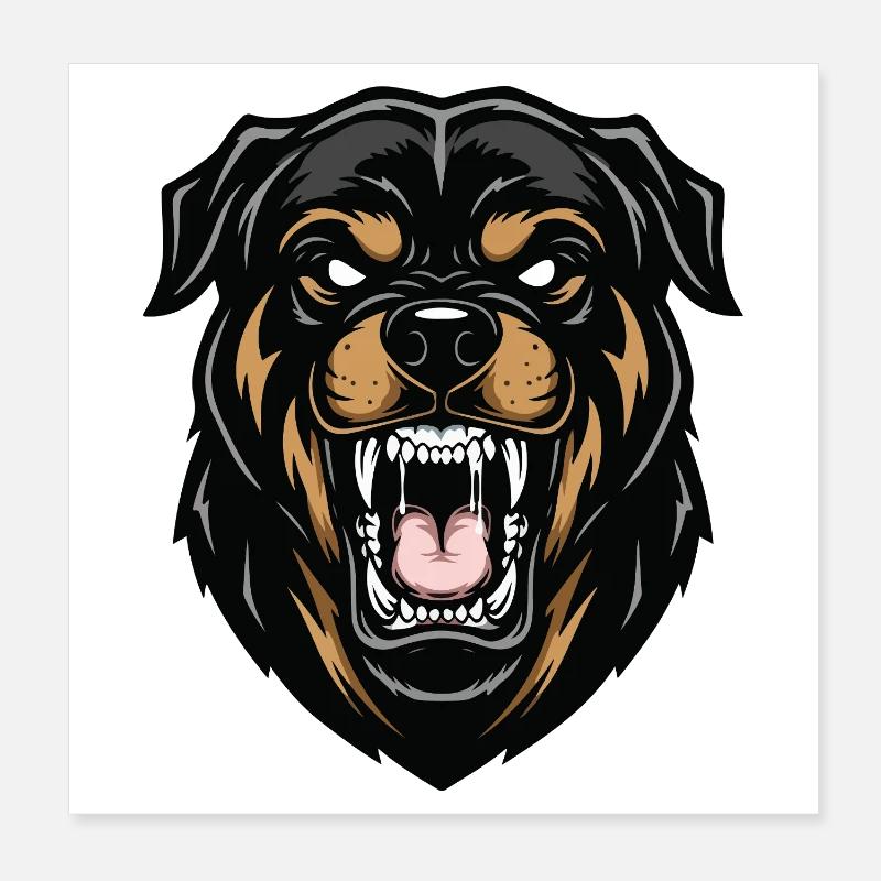 Rottweiler Alpha Chien Gardien Force Poster 20 x 20 cm