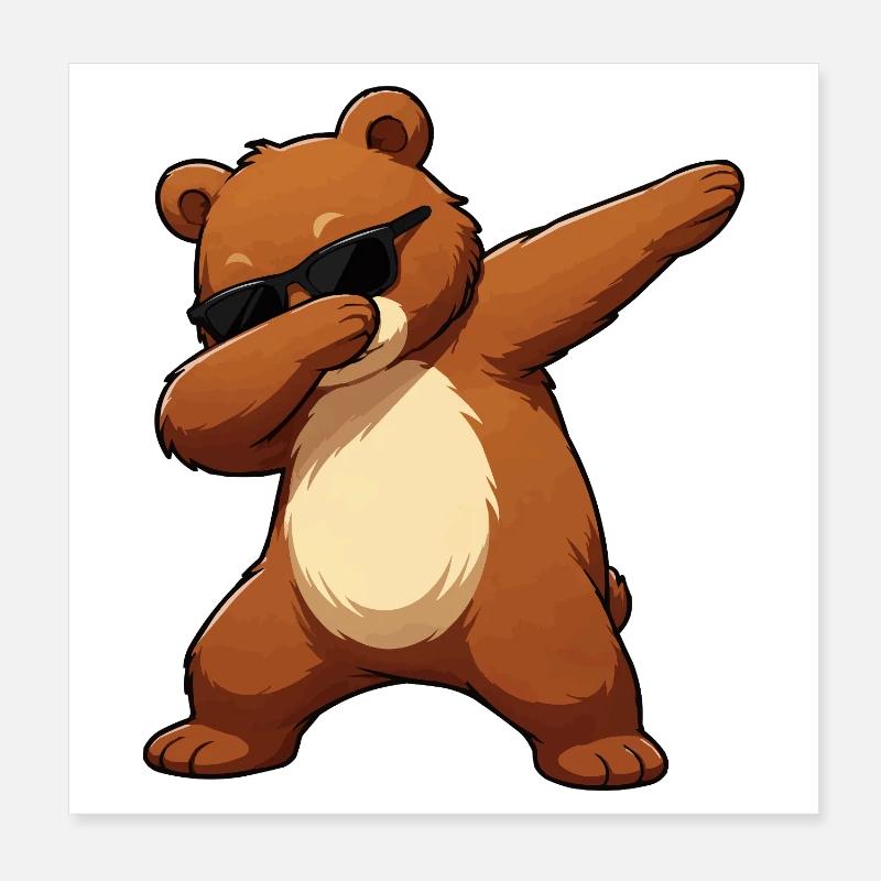 Dab Bär mit Sonnenbrille Poster 20x20 cm