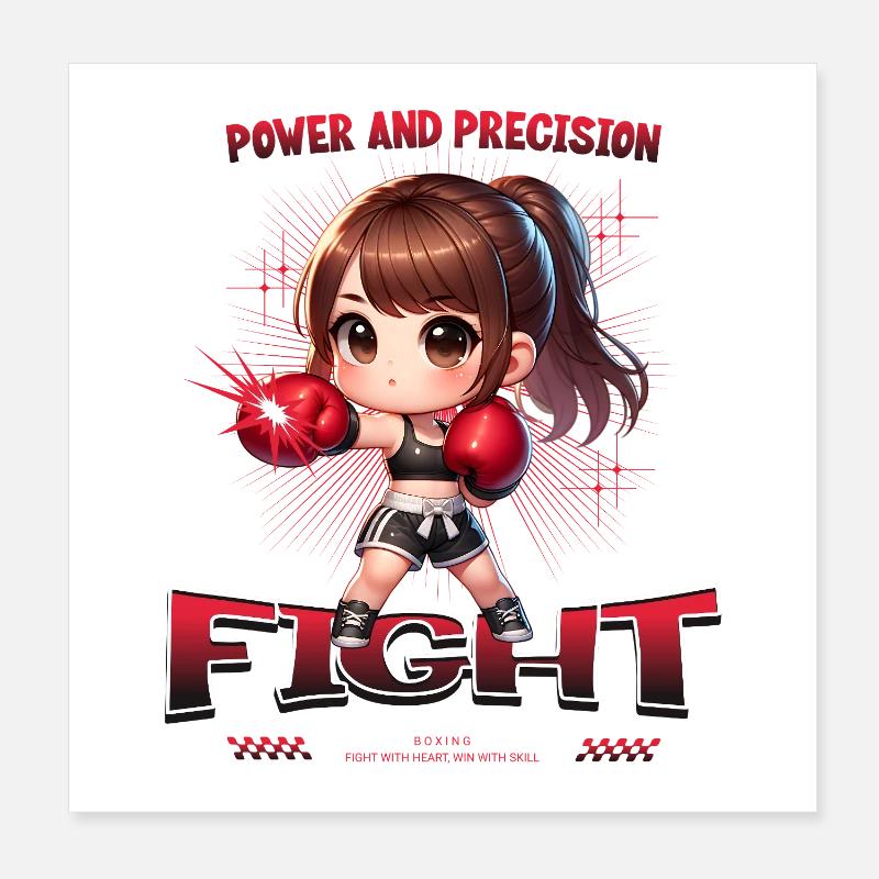 Boxeur chibi puissant Poster 20 x 20 cm
