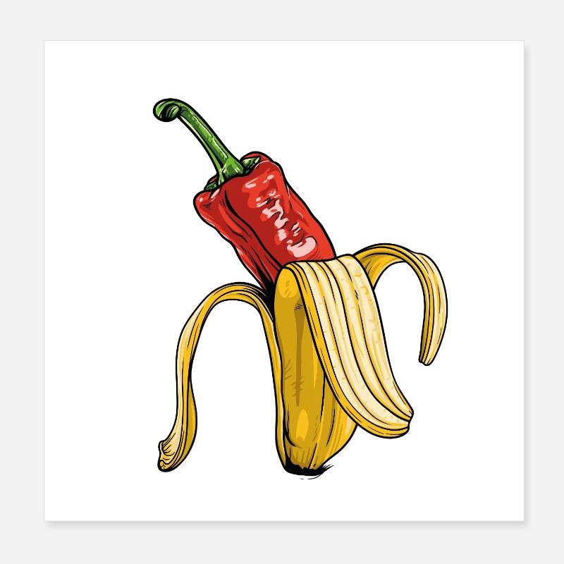 Surreale Pepper-Banane Kunst Poster 20x20 cm