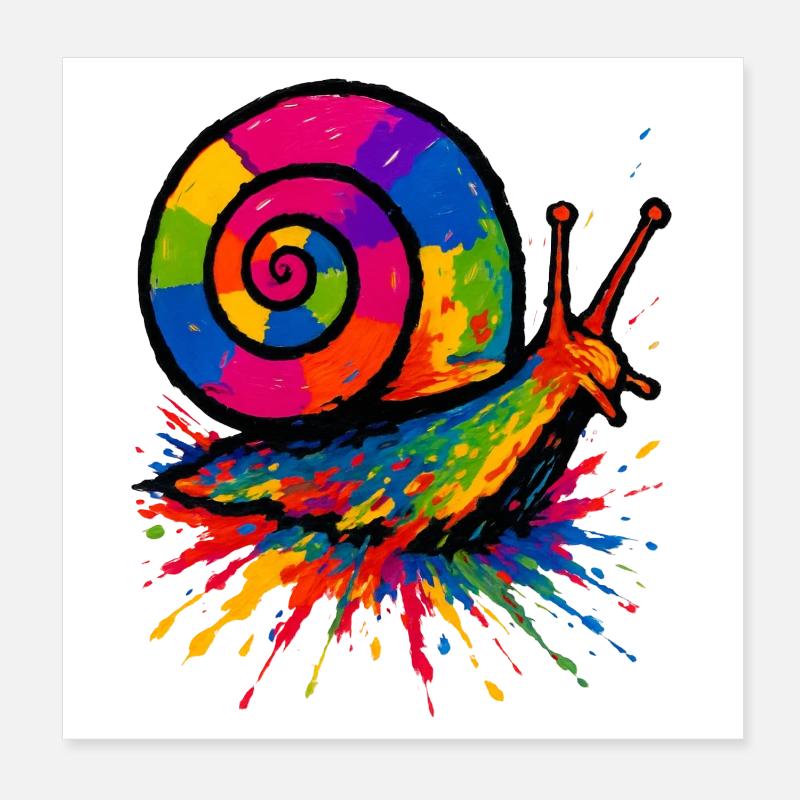Harlequin Snail - Splatter Perma Art Poster 8" x 8" (20x20 cm)