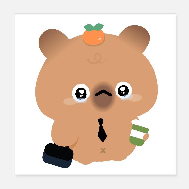 Coffee Capybara Poster 8" x 8" (20x20 cm)