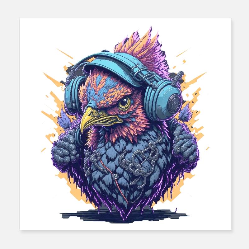 DJ mit Kopfhörer Poster 20x20 cm