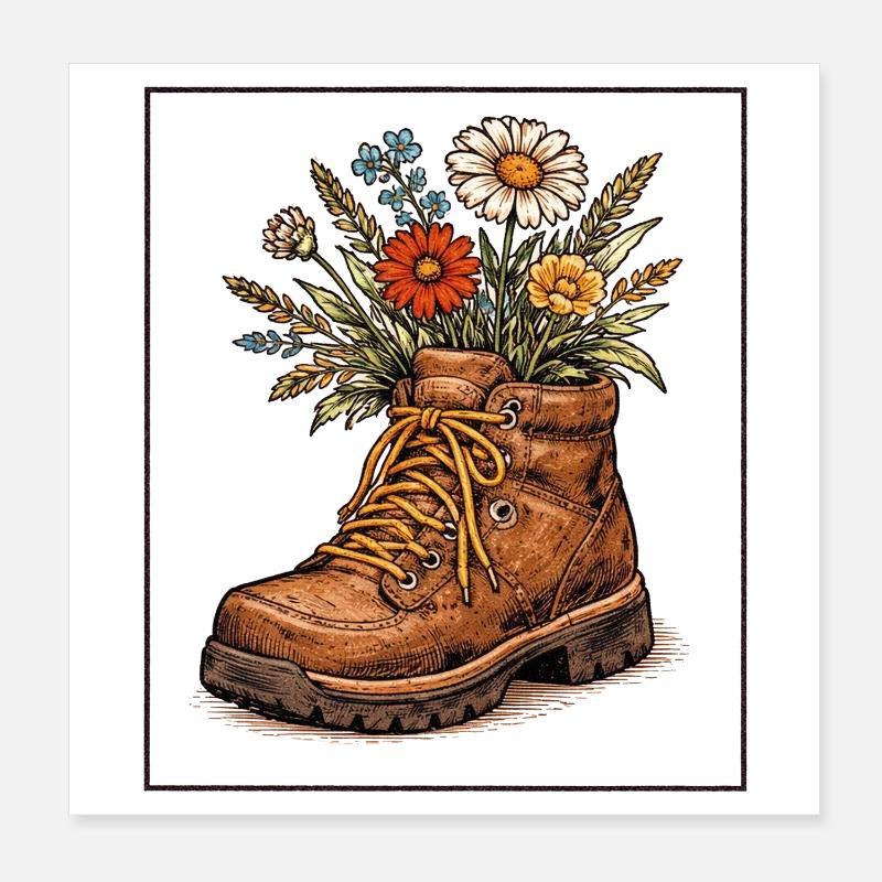Bouquet de fleurs sauvages Boot Blooms Poster 20 x 20 cm