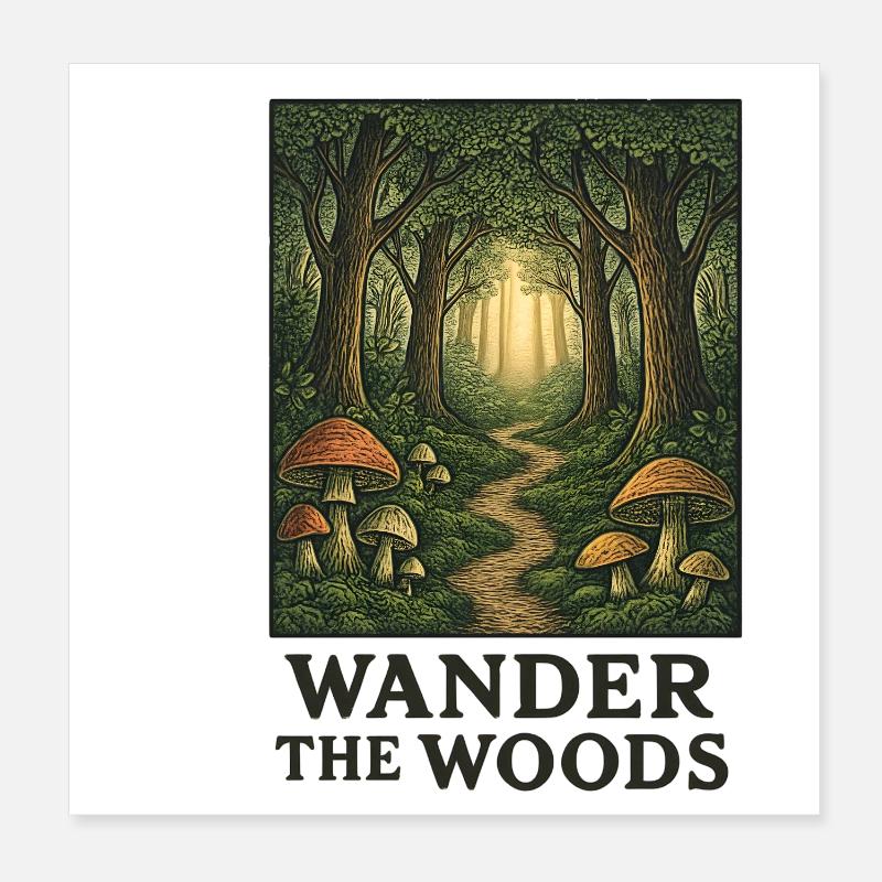 Waldpfad der Wanderer Poster 20x20 cm