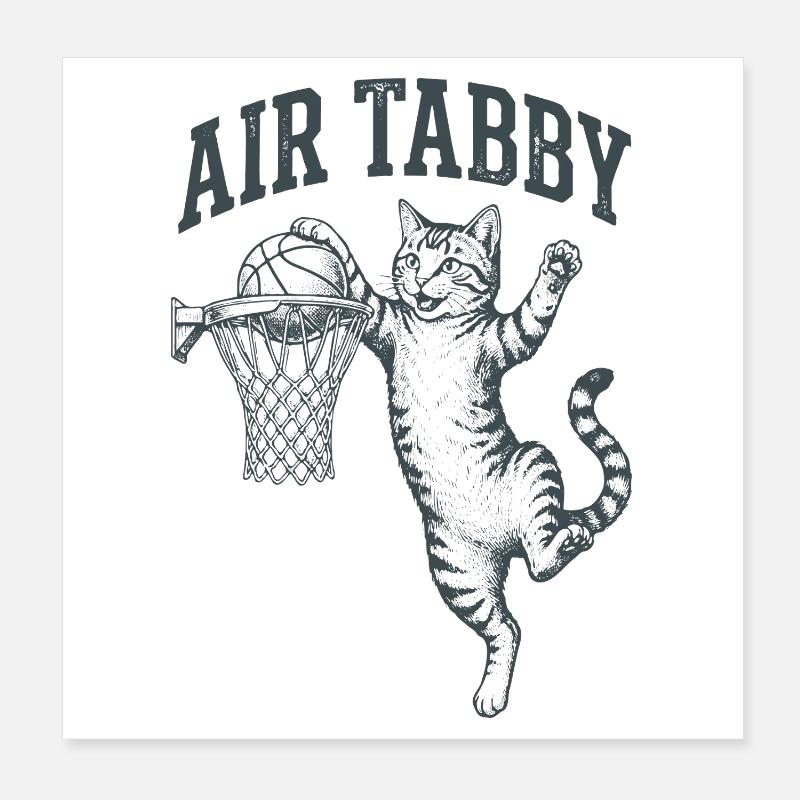Air Tabby Dunk Cat Poster 8" x 8" (20x20 cm)