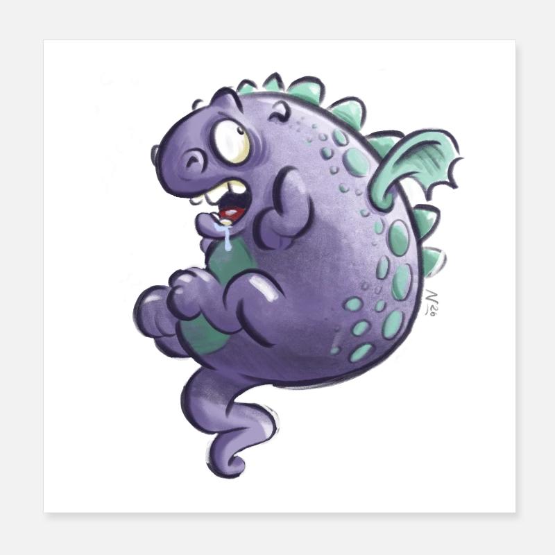 Lila Drache Poster 20x20 cm