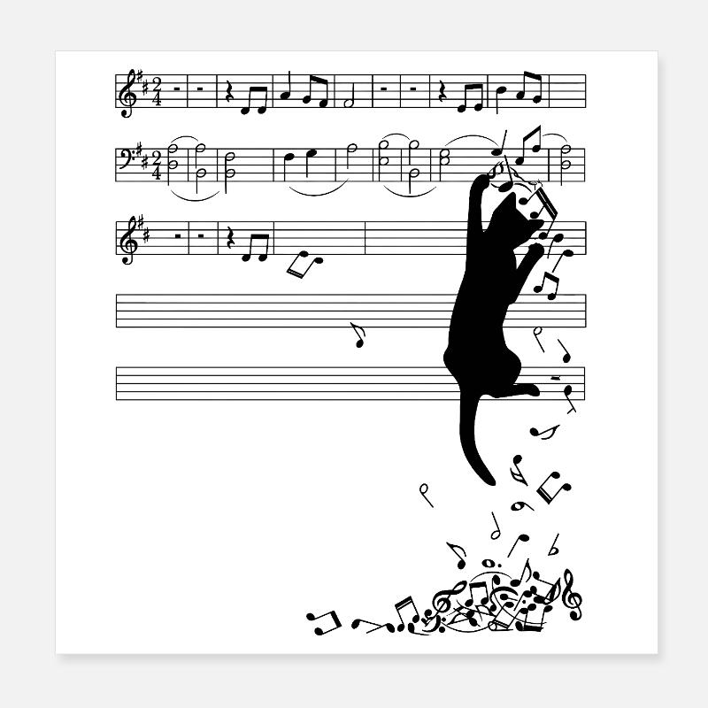 Art musical des chats Poster 20 x 20 cm