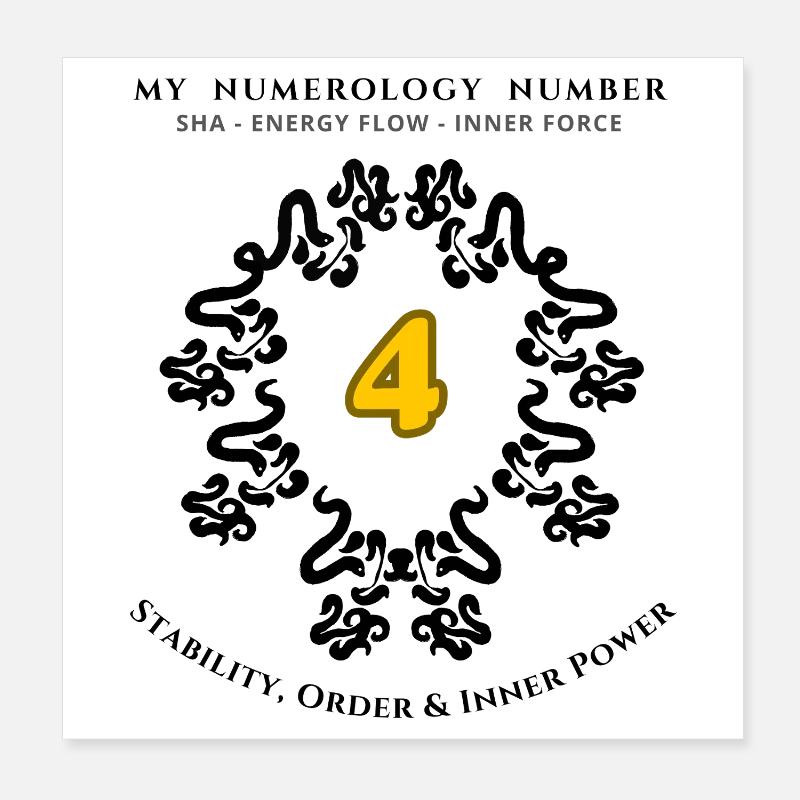 Numéro 4 Symbole de Stabilité, d’Ordre et de Force Poster 20 x 20 cm