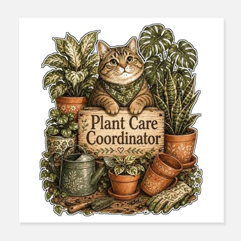 Chat coordinateur des soins des plantes Poster 20 x 20 cm