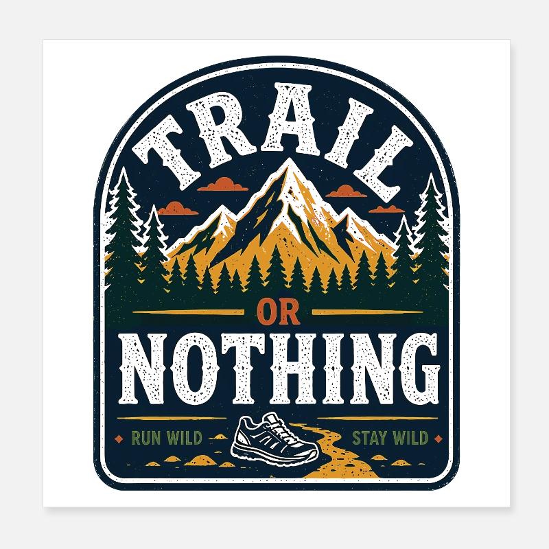 Trail or Nothing Run Wild-Abzeichen Poster 20x20 cm