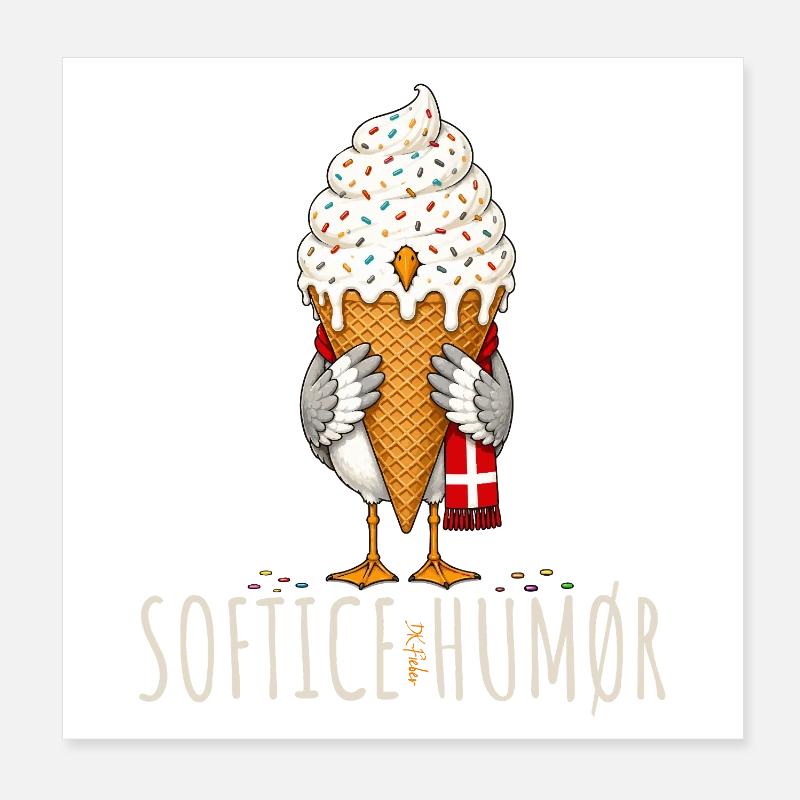 Softice Humor Flügel Eis-Icon Möwe Dänemark Poster 20 x 20 cm