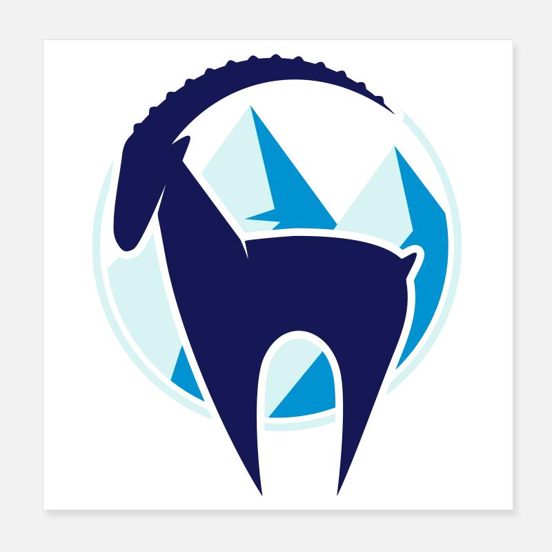 Steinbock und Gebirge Button Poster 20x20 cm