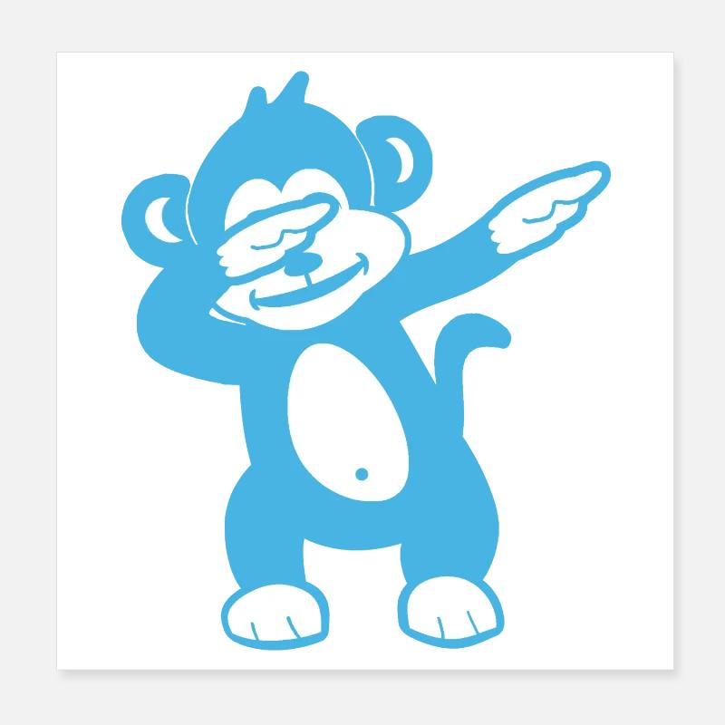 Blue Monkey Mascot - Playful Design Poster 8" x 8" (20x20 cm)