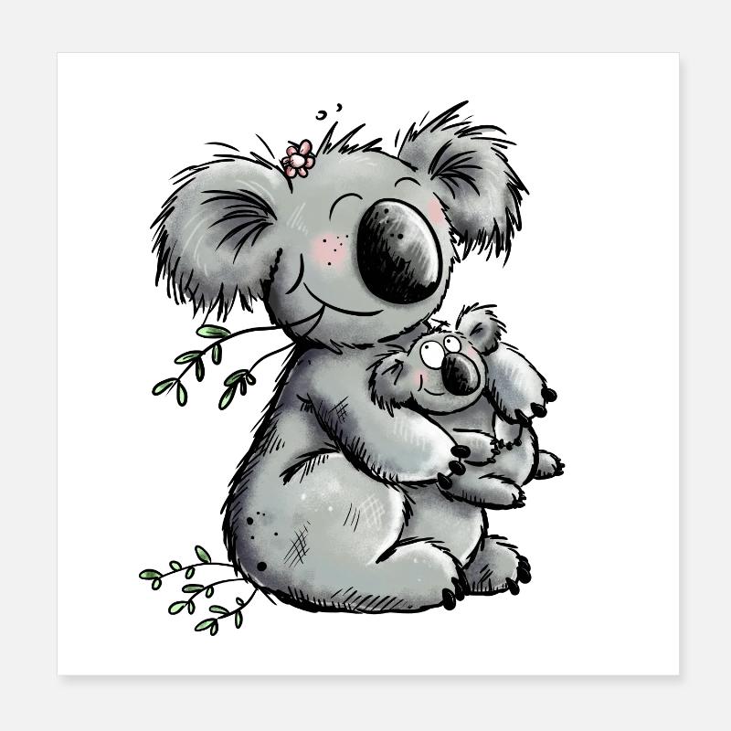 Süße Mama Koala Mit Baby Schwangerschaft Geschenk Poster 20x20 cm