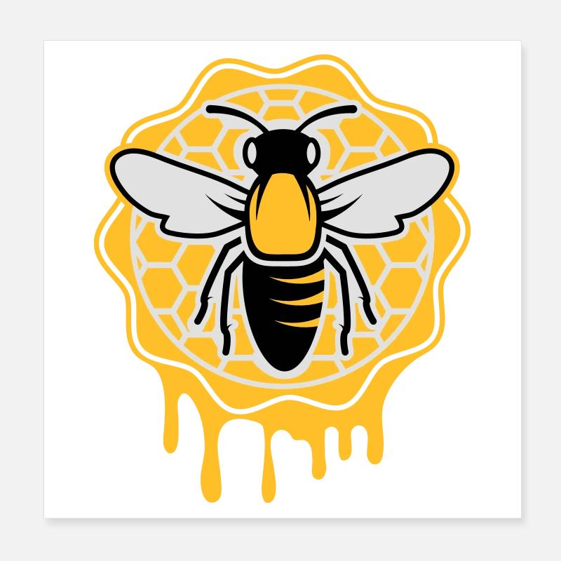 une abeille et nid d'abeille Poster 20 x 20 cm