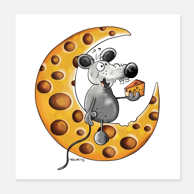 Maus liebt Käse Poster 20x20 cm