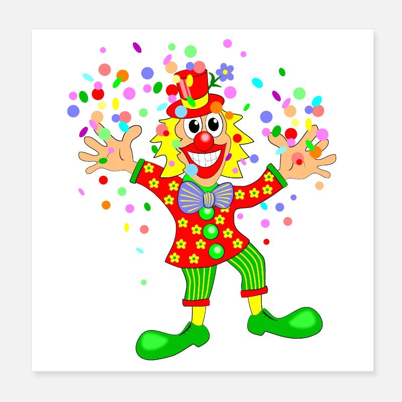 Clown de carnaval Poster 20 x 20 cm