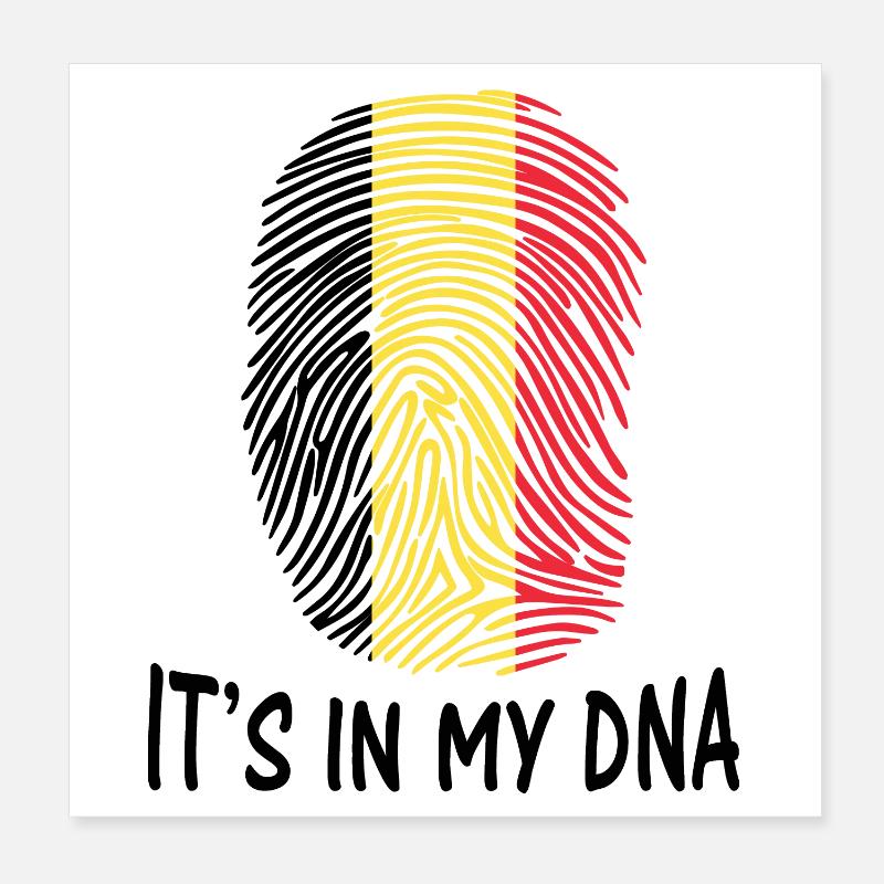 autocollant drapeau de la Belgique c’est dans mon ADN Belgique Poster 20 x 20 cm