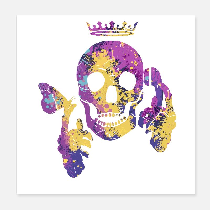 Skull with butterfly Poster 8" x 8" (20x20 cm)